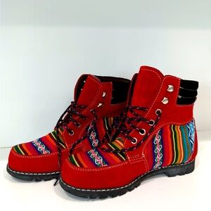 CATS Walking Machine Boots Brown Suede Leather w/Aztec Embroidery Womens 6